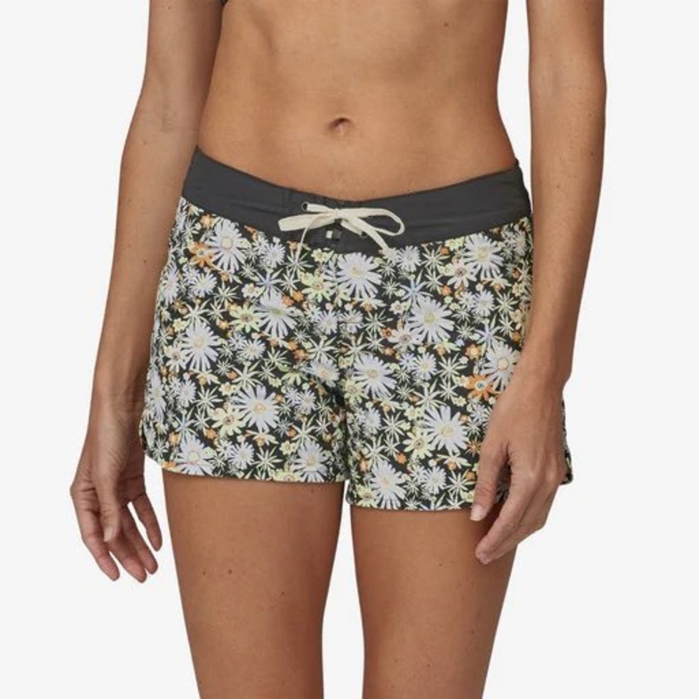 Patagonia Barely Baggies Shorts Womens 8 Floral Print Black Daisy 2.5 Inseam